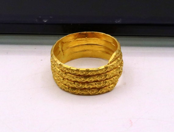 Vintage 22k Carat Yellow Gold Handmade Unique Traditional Design Ring Band  Indian Tribal Unisex Jewelry Without Stone - Etsy