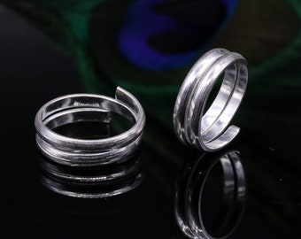 Anillo para el dedo del pie de plata maciza de estilo tradicional, diseño en espiral hecho a mano, joyería para mujer de Rajastán, India, increíble joyería tribal ntr33
