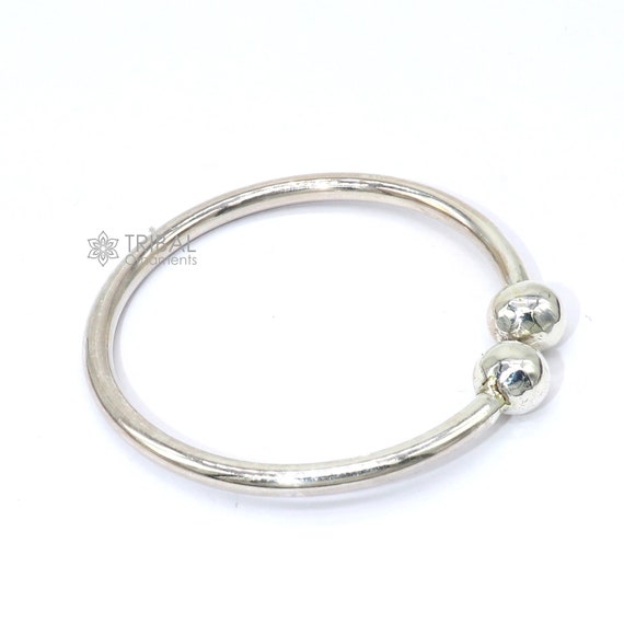 独特な店 925 Sterling Silver Plain Ball Cuff Bracelet / Men's Silver アクセサリー