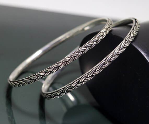 Sterling Silver Bali-Style Wide Cuff Bangle - Chunky Adjustable Curved Bracelet For Women