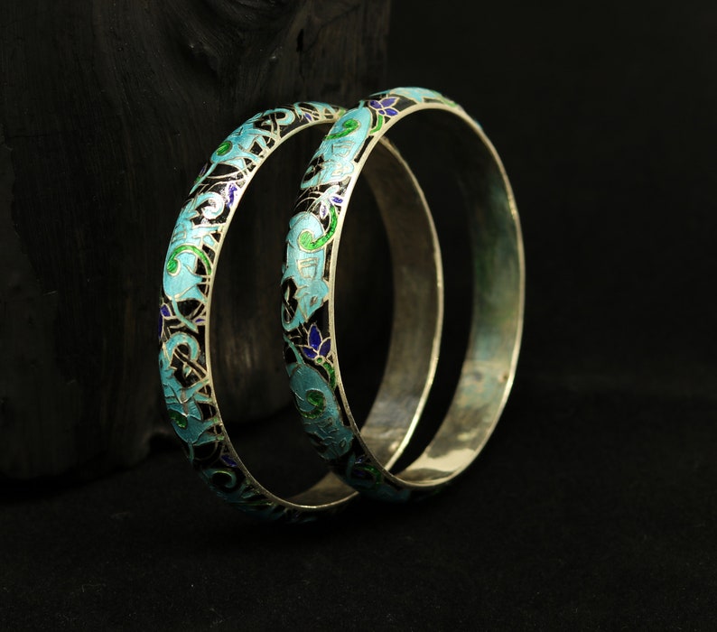925 sterling silver handmade enamel elephant work bridesmaid bangle bracelet for girl/'s women/'s personalized gifting tribal jewelry nba84