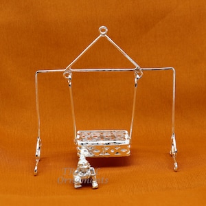 Jhula Laddu Gopala léger fait main en argent sterling 925, balançoire Krishna, krishna palana enfant, jhula en argent, jhula gopal laddu su959