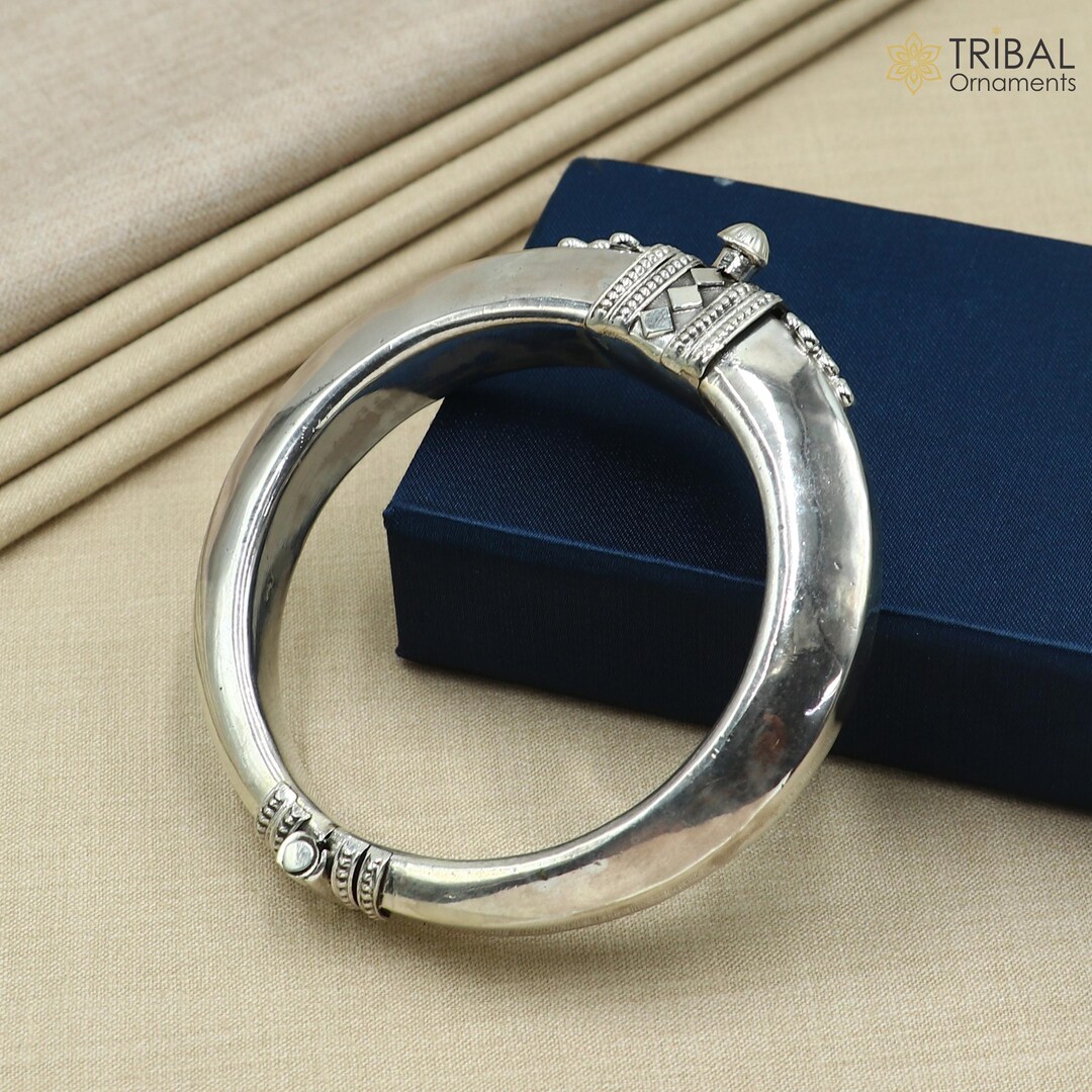 925 Sterling Silver Customized Stylish Bangle Kada Tribal Jewelry