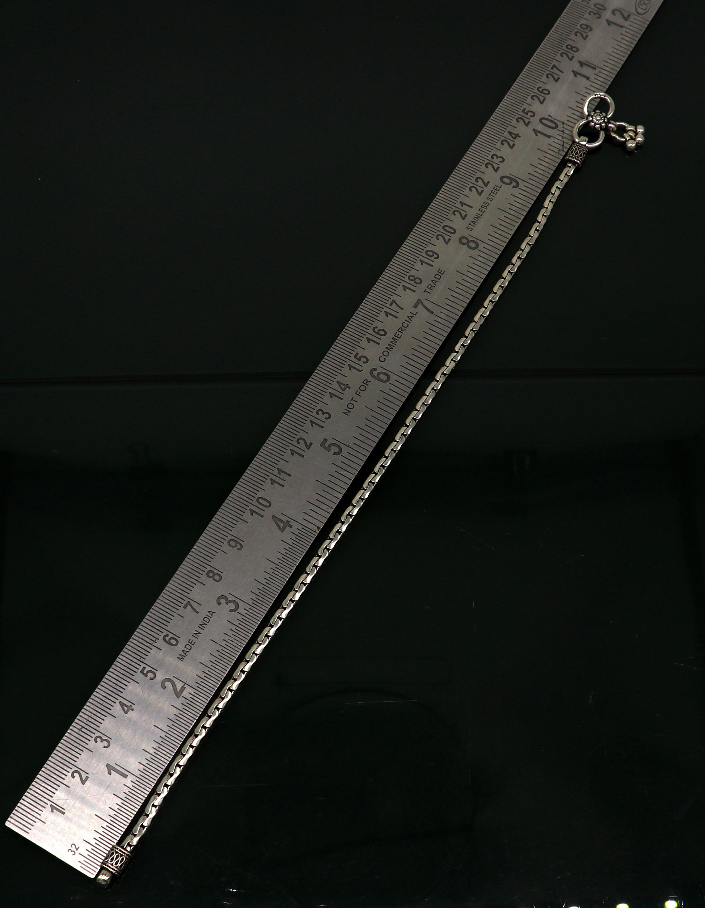 Cavigliera In Argento Sterling 925 Fatta A Mano - Maglia Aperta Con Perline 3mm - Prodotta In Italia