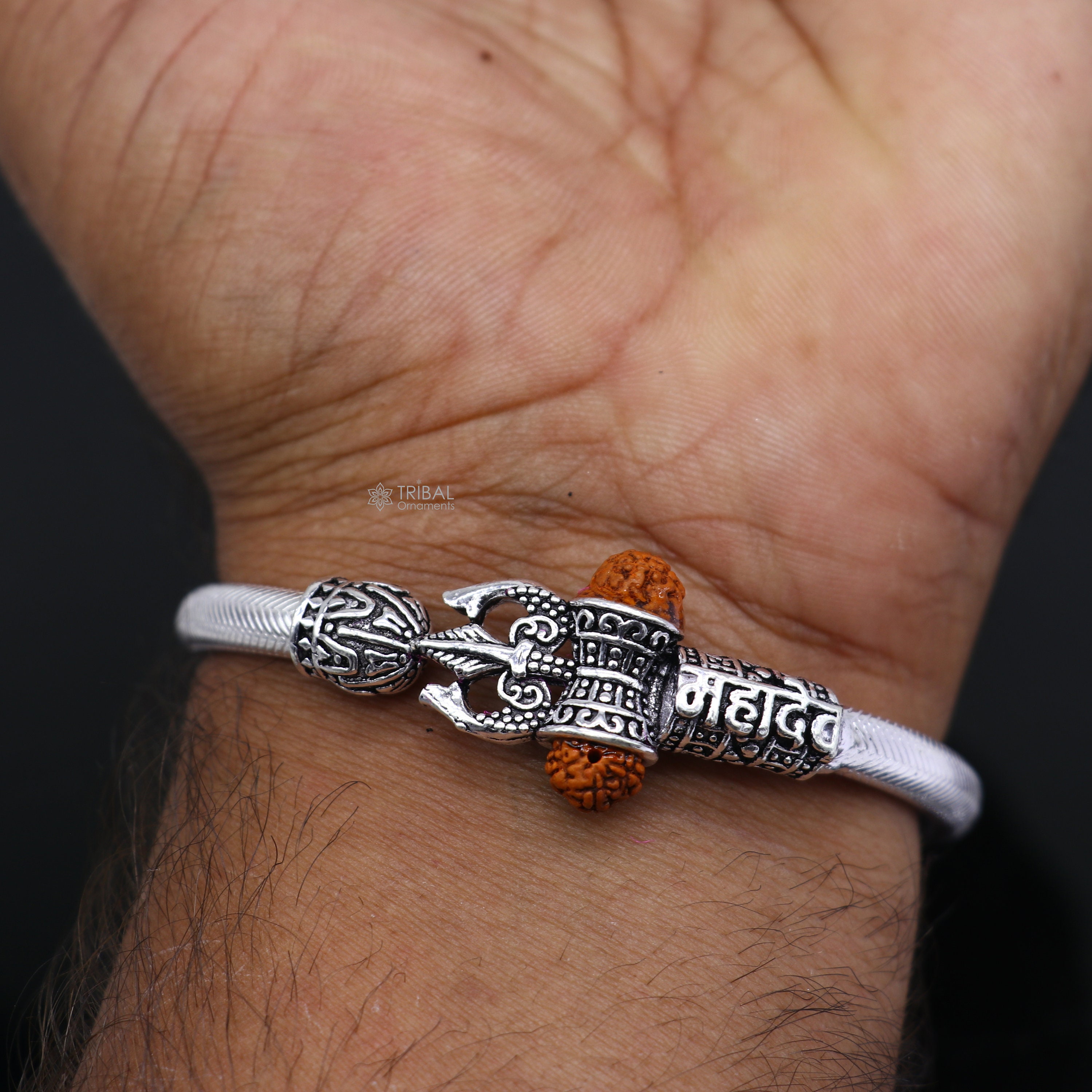 925 sterling silver handmade lord Shiva trident Trishul With Rudraksha  bangle divine bracelet kada, best gift for girl's or boy's nssk425 | TRIBAL  ORNAMENTS