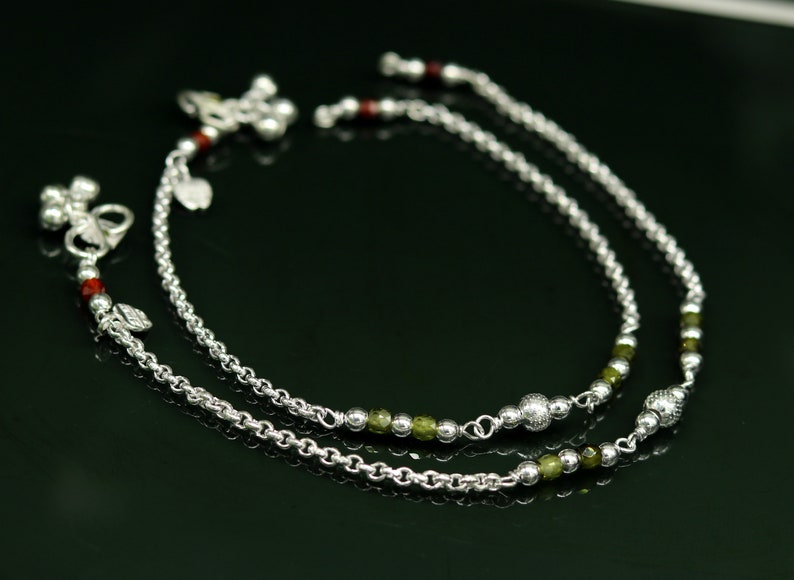 10.5 Solid silver handmade beaded ankle bracelet fabulous modern stylish foot bracelet customized bridesmaid charm jewelry nank188