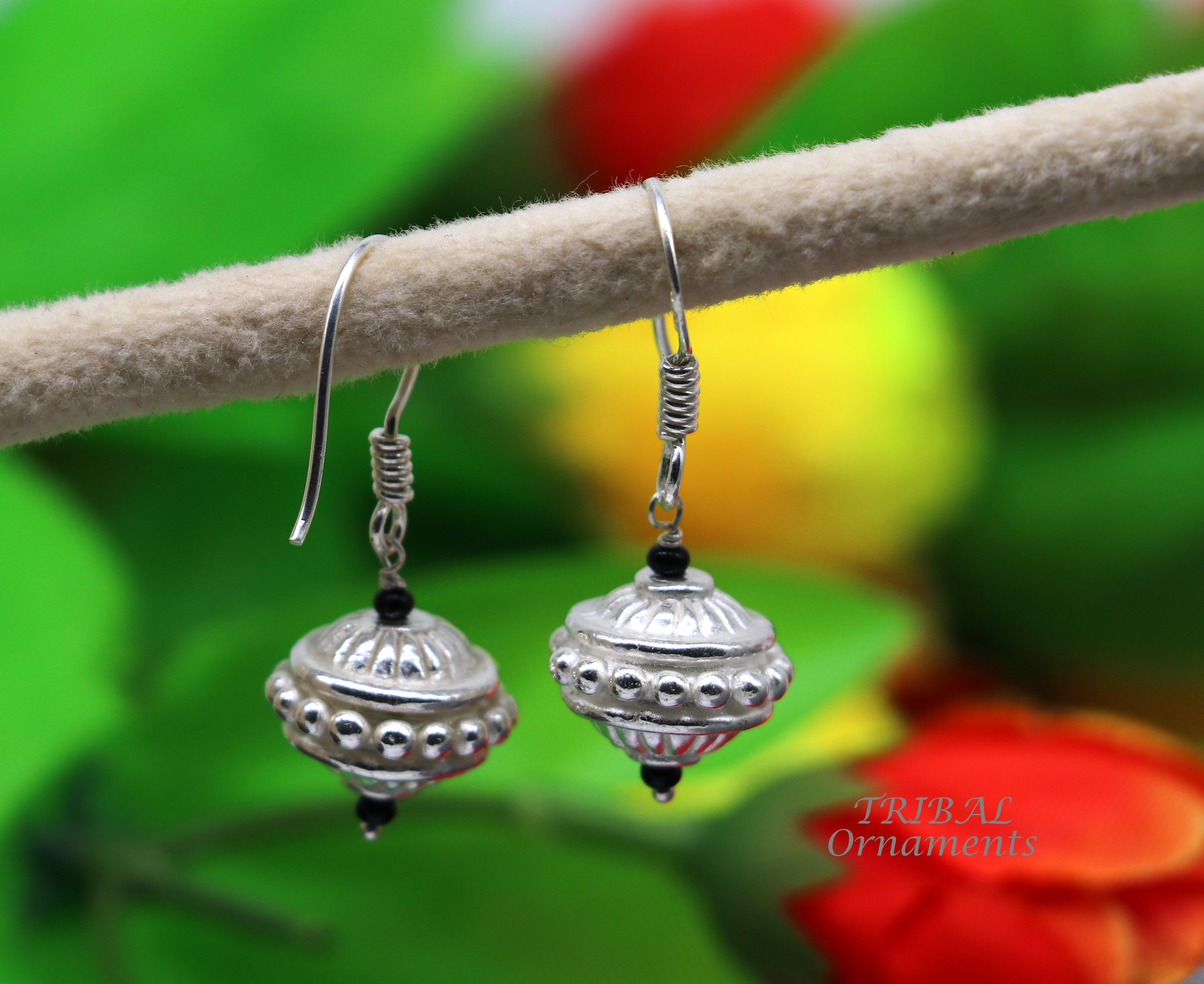 Boucles D'oreilles Orientales Argentées - Crochets En Argent 925 - Indore Inde - Neuf Avec étiquettes