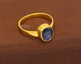 Gold ring with neelam stone best sale