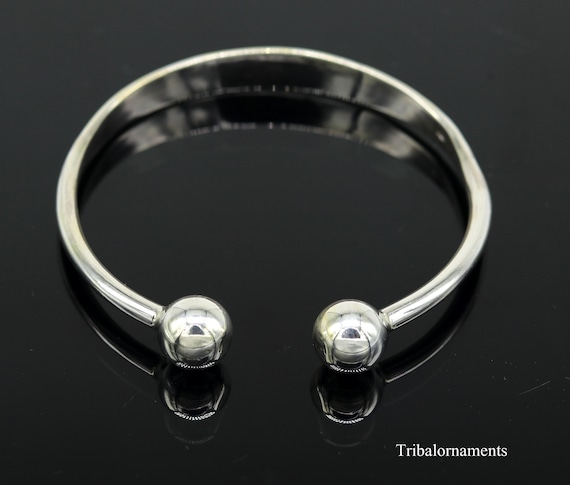 アクセサリー Italy 925 balls cuff bangle 925 Sterling Silver Handmade Gorgeous Shining Adjustable