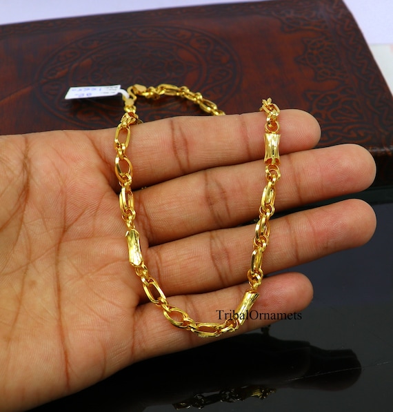 22kt Yellow Gold Indian Unique Style Handmade Customized Link Chain,  Elegant Personalized Gifting Unisex Best Necklace From India Ch239 - Etsy