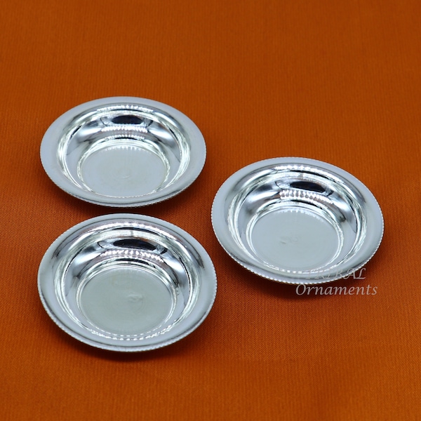 925 zilver handgemaakte zilveren kleine plaat of Tilak kom, beste kleine kleine plaat voor saffraan sandaal of kumkum tilak dani su895