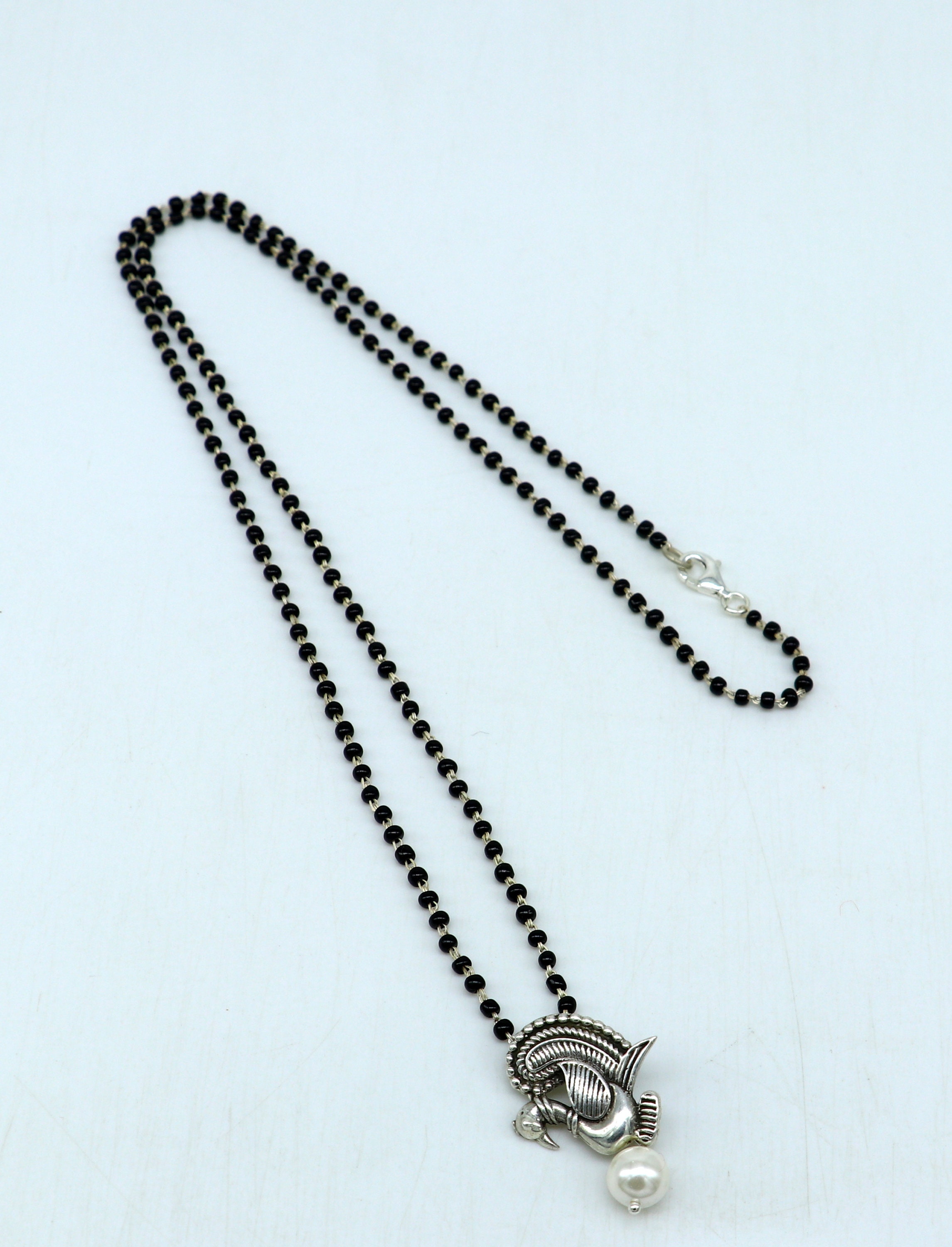 925 sterling silver black beads chain necklace small Etsy