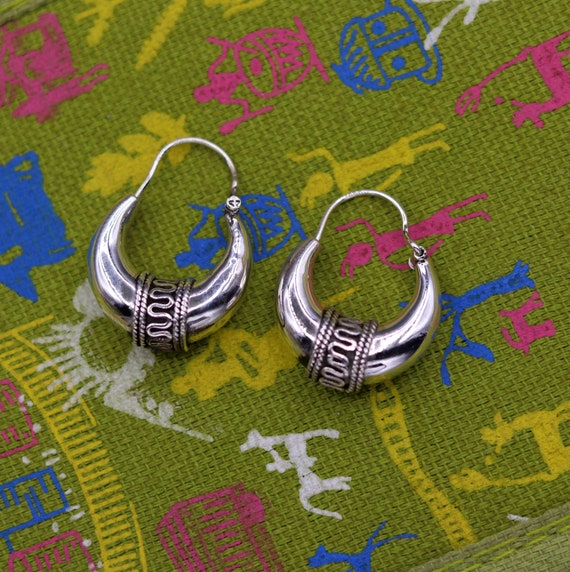 Boucles D'oreilles Créoles Argent Sterling 925 Et Bois D'ébène – Bijoux Faits Main
