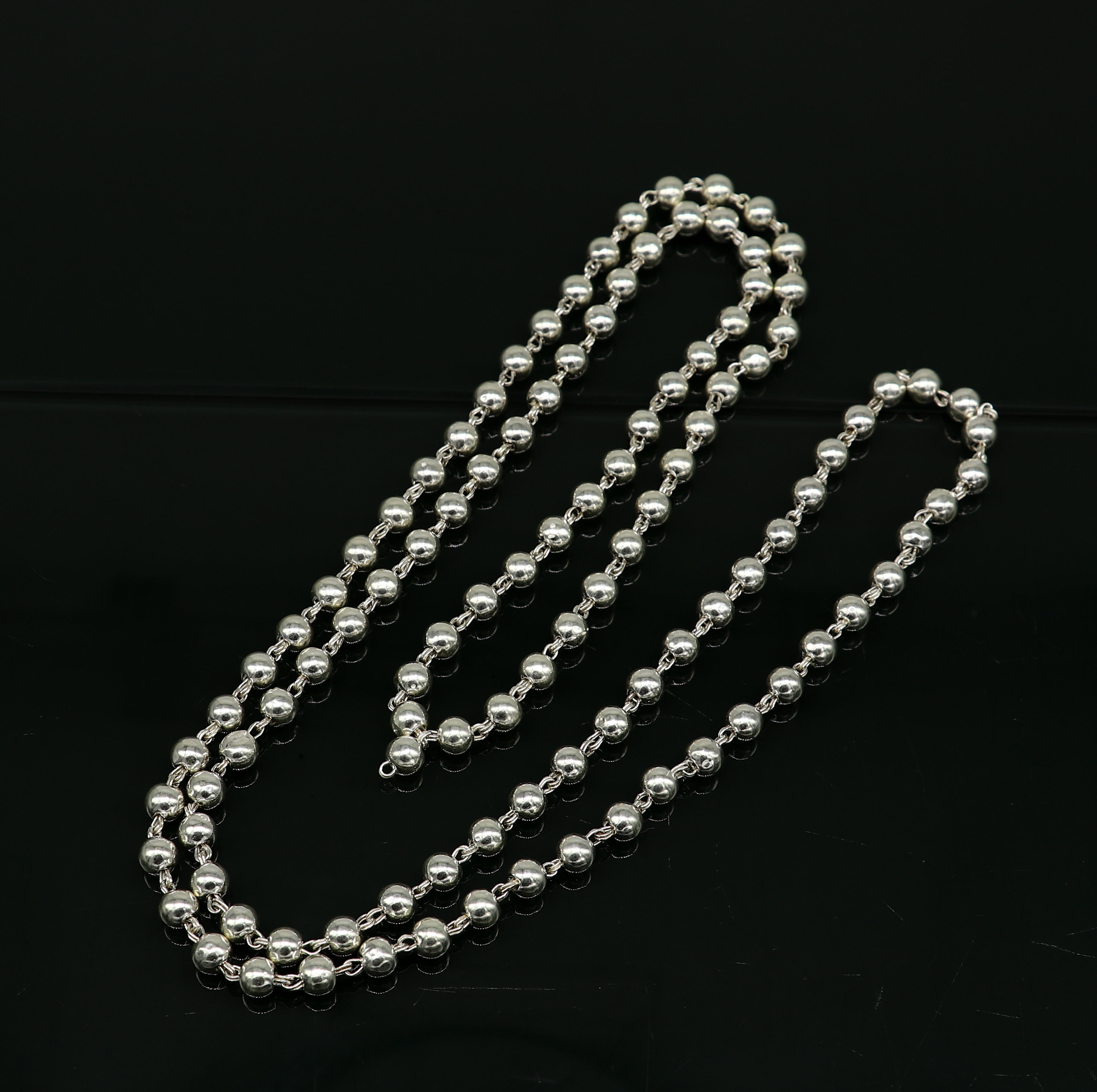925 Sterling Silver Fabulous Plain Solid Beads Chain Japp