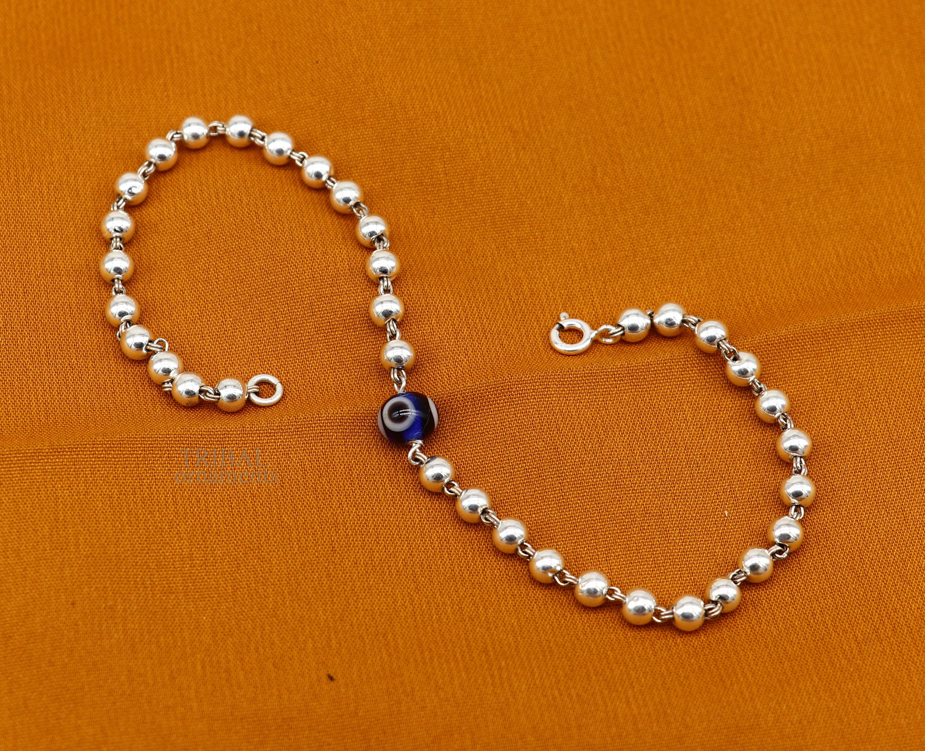 925 Sterling Silver Handmade Beaded Evil Eye Bracelet 925 Sterling Silver Handmade Beaded Evil Eye Bracelet