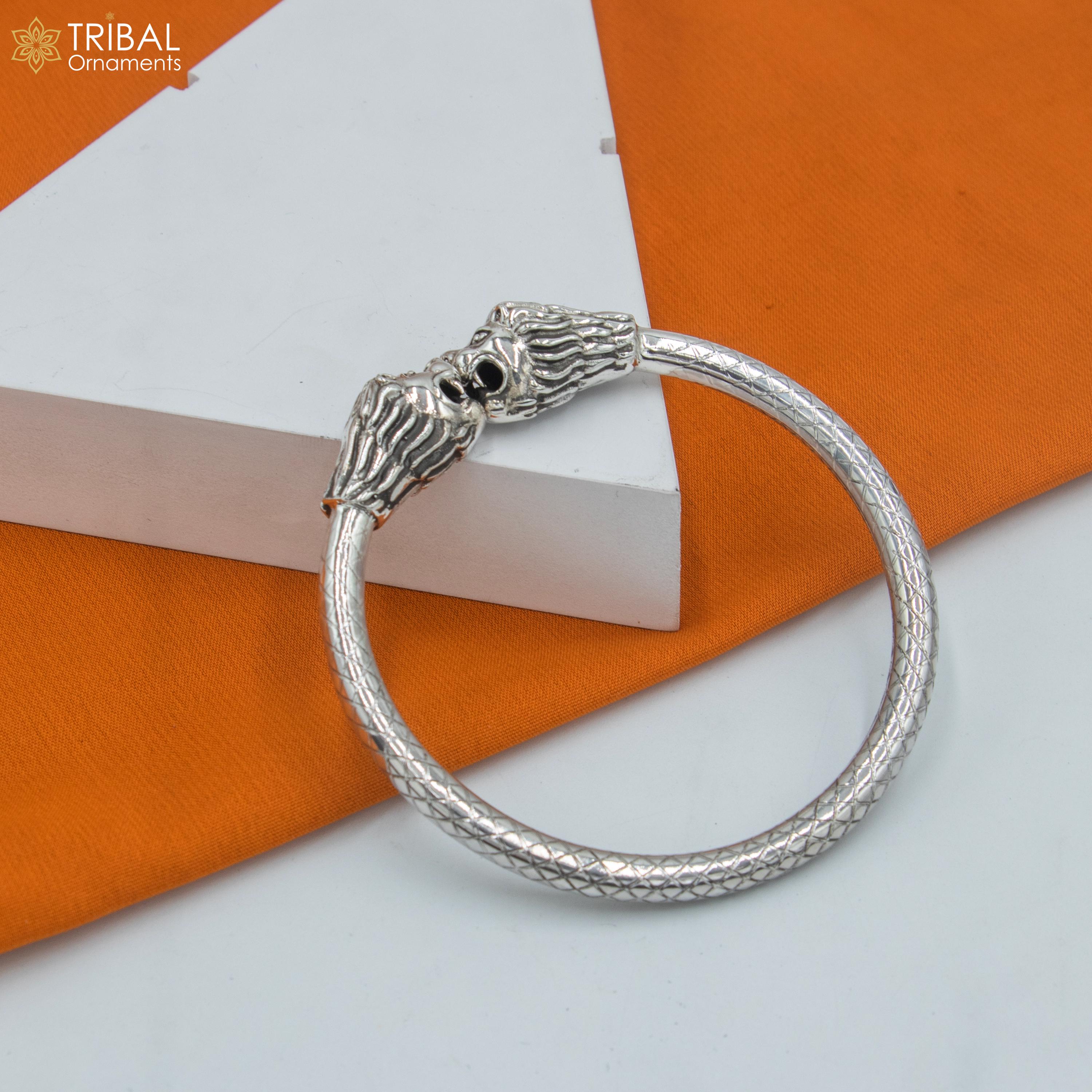 925 Sterling Silver Handmade Lion Face Design Bangle