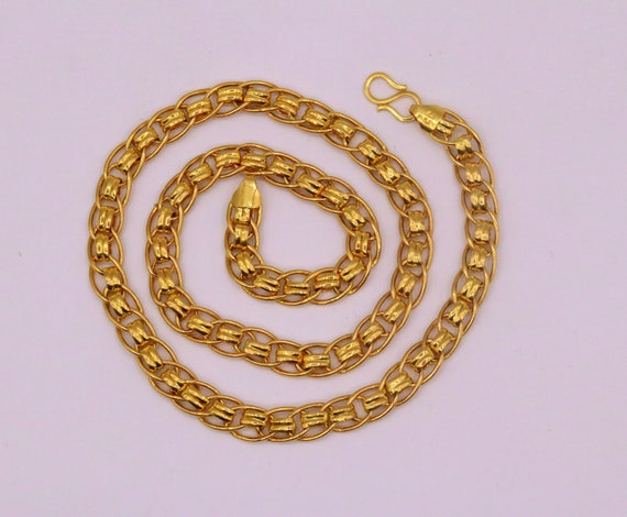 【希少】 ゴールド チェーンネックレス 22k 認定イエローゴールド ハンドメイド ゴージャス リンク