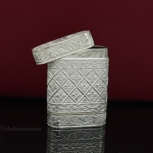 925 Sterling Silber florales Design 2 in1 Royal Schmuckkästchen, Tabak Box, Tabak chuna box, best gifting Silber Royal Artikel stb312