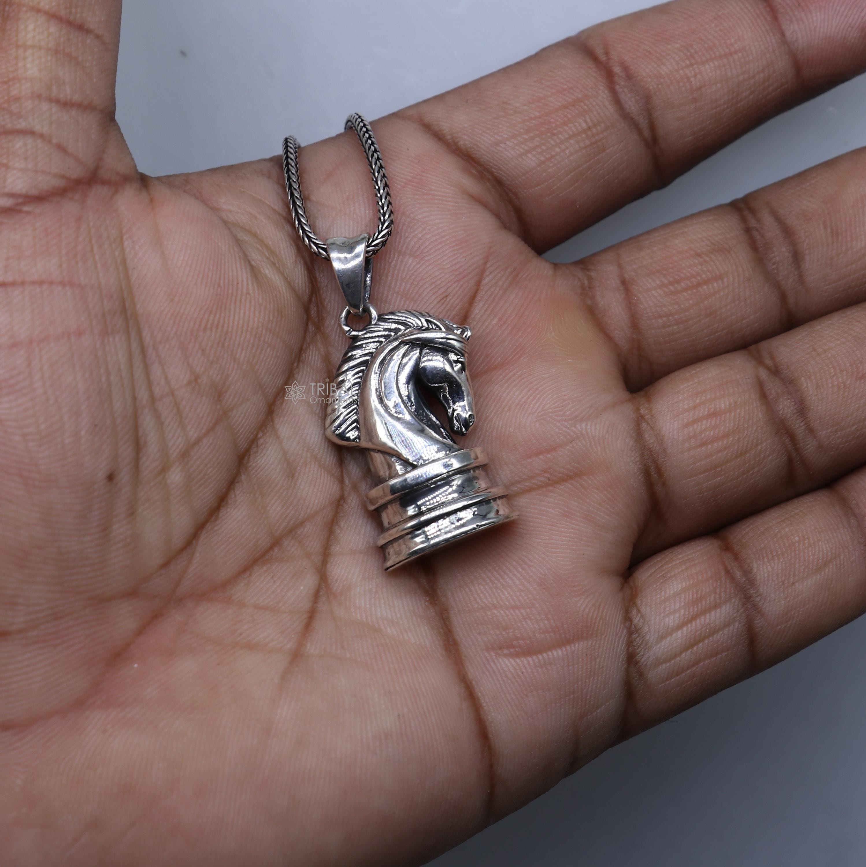 Pendentif Cheval En Argent Sterling 925 Fait Main - Design Unique Nsp870 - Sans Pierre