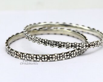 シルバー 花模様 バングル　ビンテージバングル Vintage British Silver Bangle Bracelet イギリス ヴィンテージ