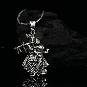925 Sterling Silber handgemachte Idol Radha Krishna winzigen Anhänger, erstaunliche unisex personalisierte Schmuck göttlichen Schmuck ssp771