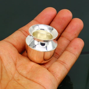Pure 925 sterling silver handmade plain small Kalash or pot, unique special silver puja article, water or milk kalash pot india sv220