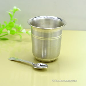999 fine silver handmade water/milk Glass tumbler, silver flask, baby kids silver utensils set for stay healthy, best gifting article sv137