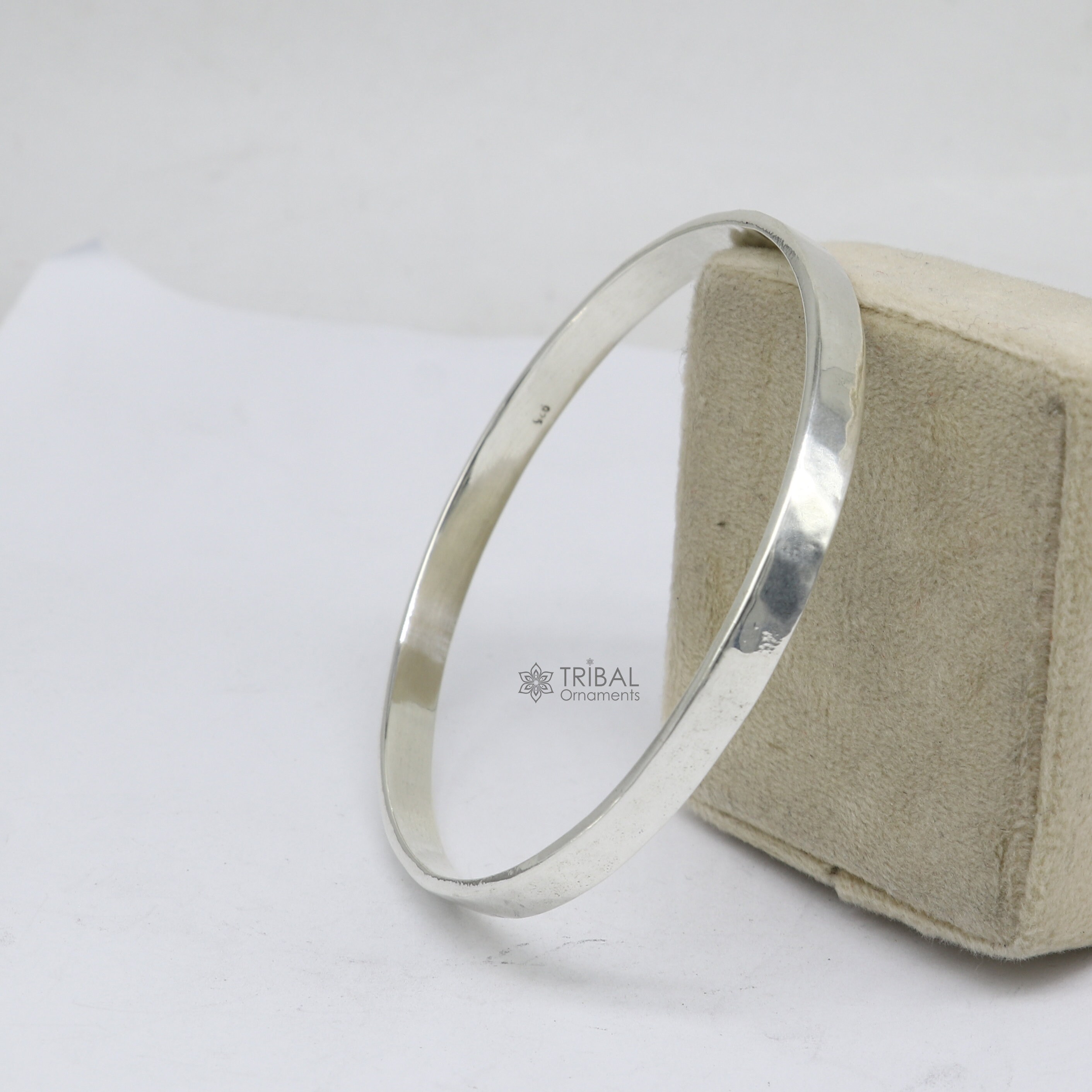 Solid Flat Plain Design 925 Sterling Silver Shiny Bright