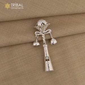 Solid sterling silver handmade design new born baby gifting bells toy, baby krishna gifting toy, silver whistle, silver temple article su862
