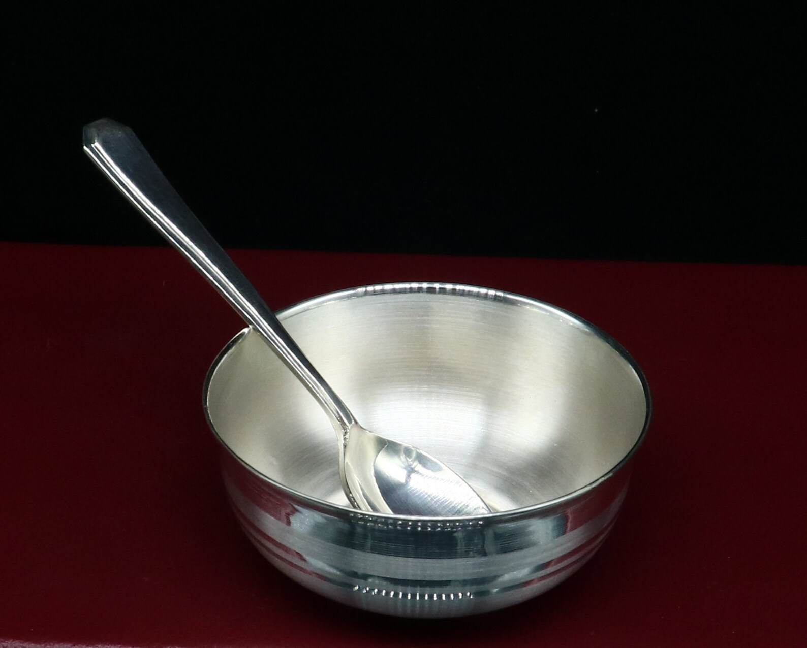 999 fine silver handmade small baby bowl and spoon set silver Etsy