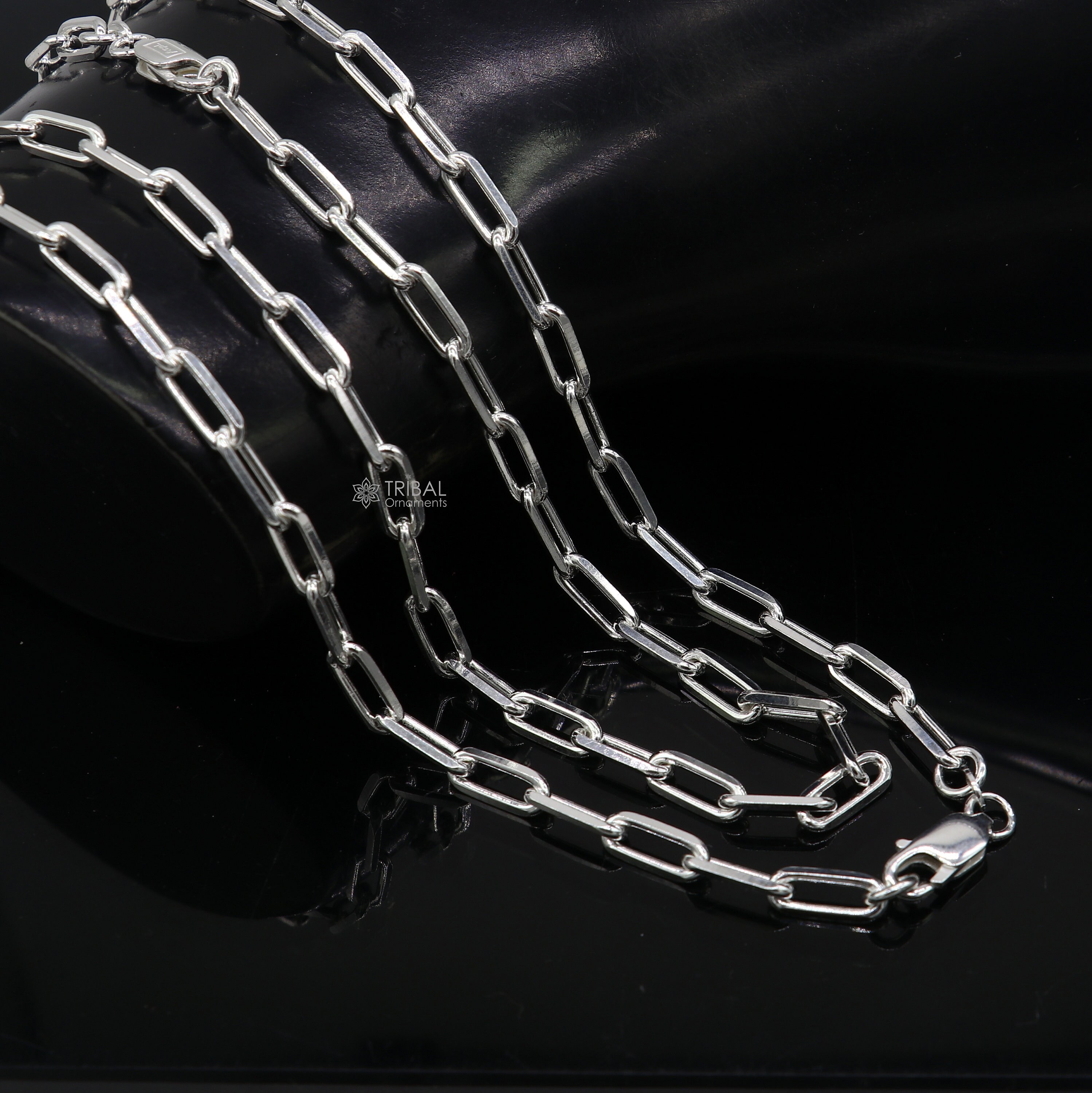 ソリッド925スターリングシルバー5.00 MMビーズチェーンネックレス シルバー並行輸入 5 mm 925 スターリングシルバー ハンドメイド 素晴らしい繊細な