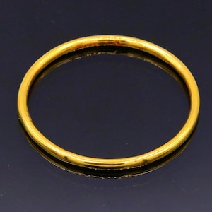 22k yellow gold handmade fabulous plain round bangle bracelet kada certified hallmarked jewelry for girls women&#39;s