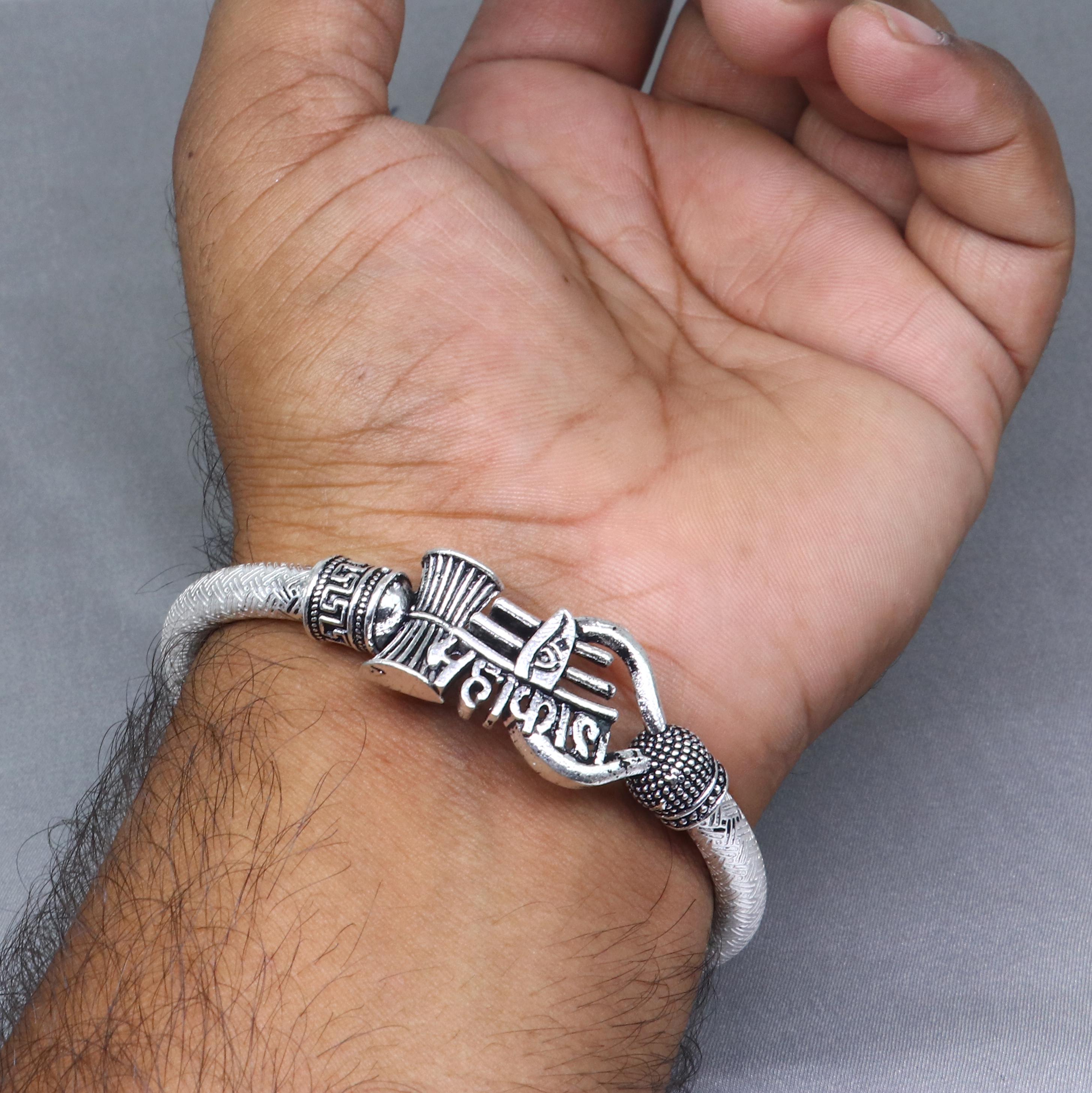 【2025最新作】 925 Kada Stylish Mahakal Lord Handmade Silver Sterling アクセサリー
