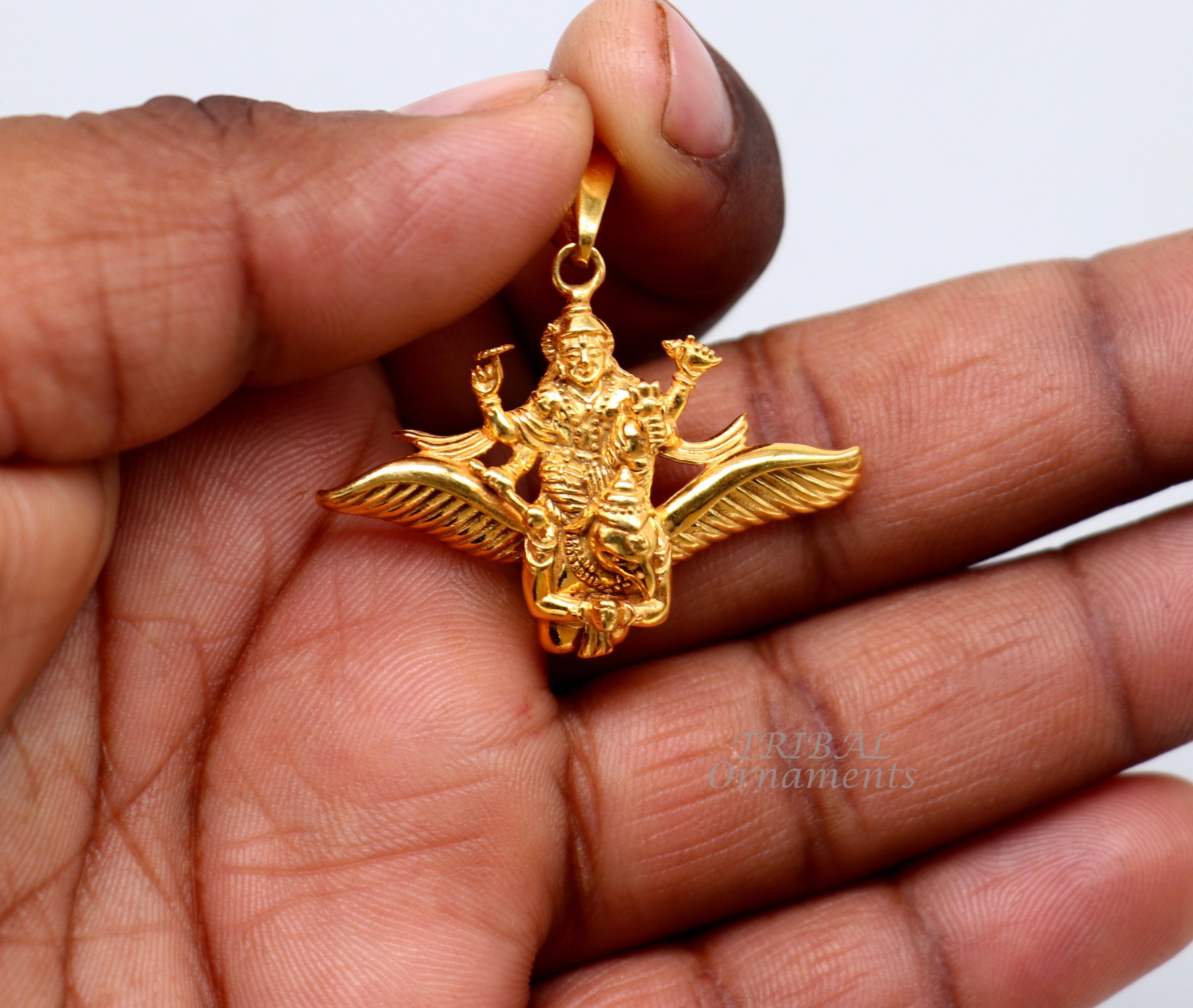 925 Sterling Silver Hindu Idol Lord Vishnu With Garuda Gold Polished Pendant Excellent Unisex Locket Pendant Customized Jewelry Nsp544 Etsy Sweden
