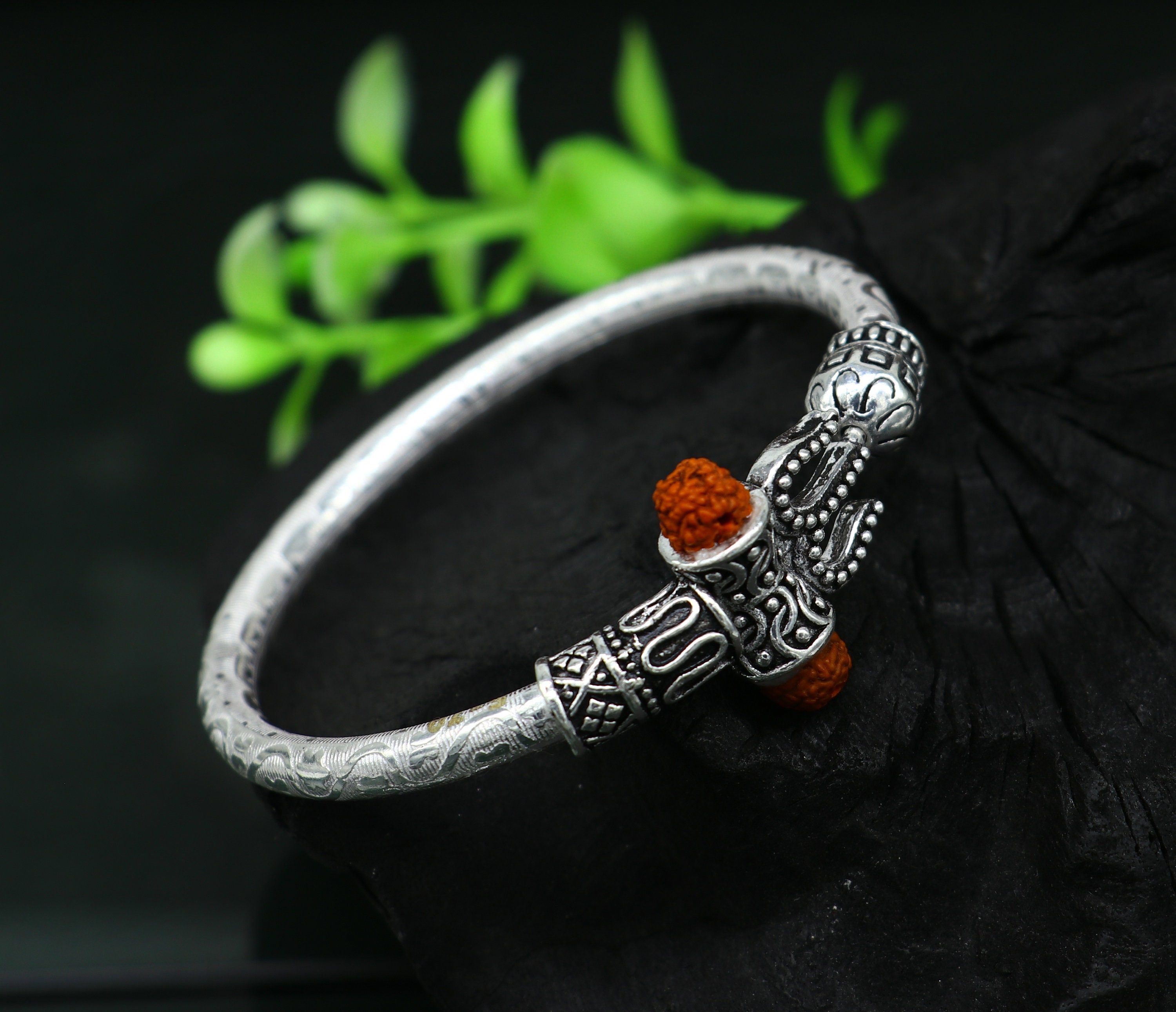 Vintage Antique Design Customized Silver Baby Bangle Trishul Kada
