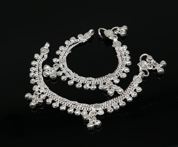 Sterling Silver Rajasthani Anklets with bell dangle Sterling Silver Rajasthani Anklets with bell dangle