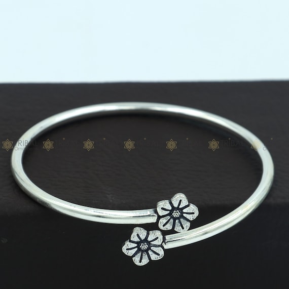 SILVER925 FLOWERS DESIGN BRACELET/ブレスレット 7.5”, Vintage Sterling Silver 925 Tennis Floral Bracelet