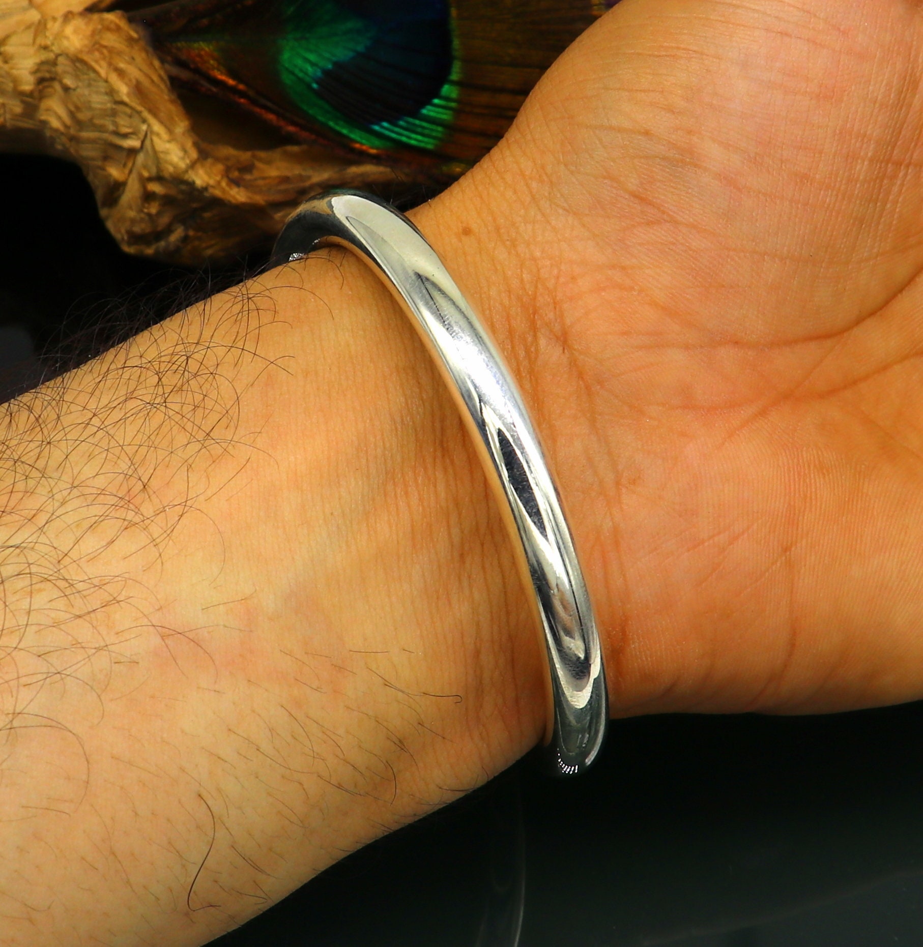 Fine 925 Sterling Silver Plain Shiny Bright Bangle Bracelet