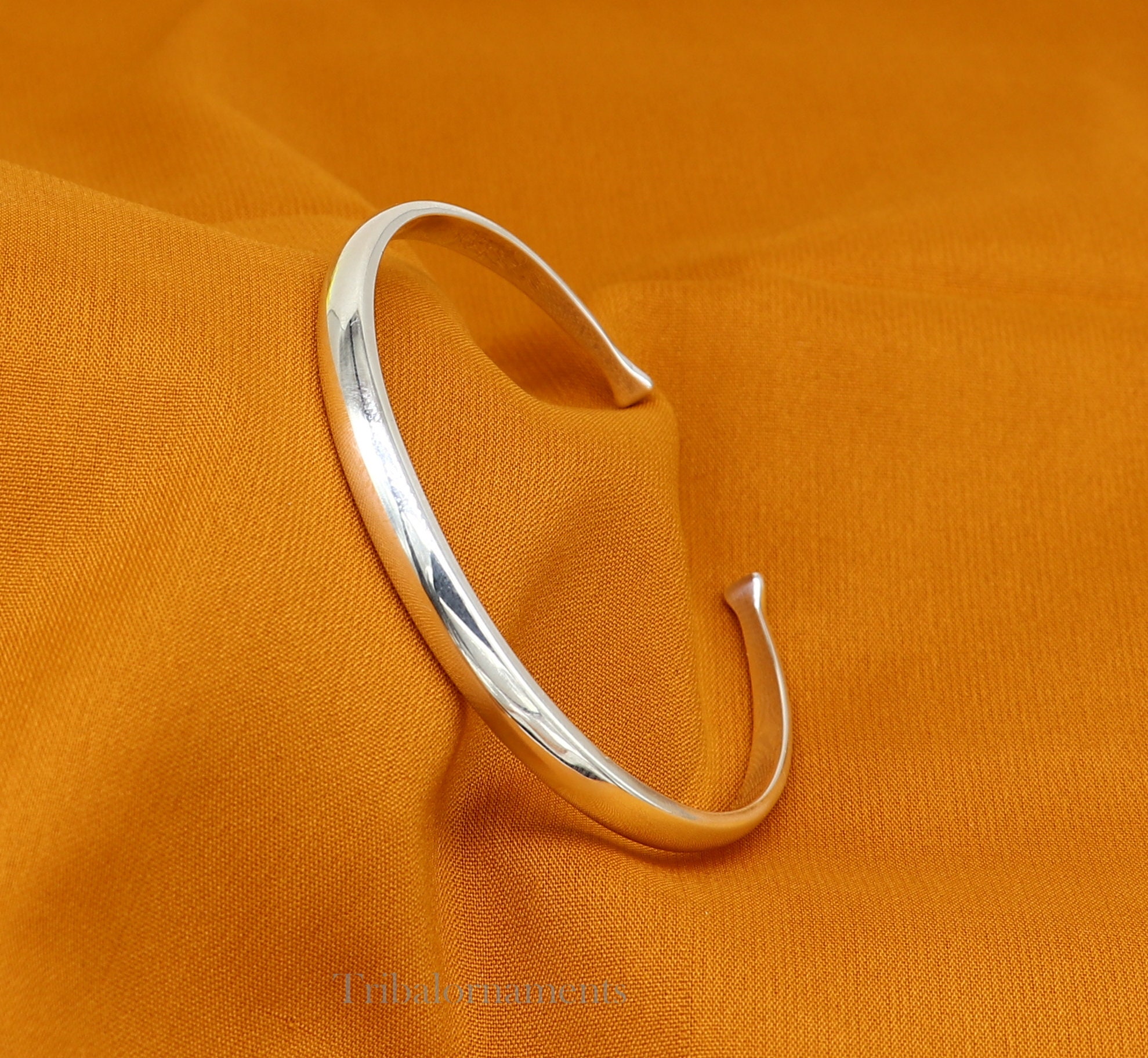 Plain Shiny Solid 925 Sterling Silver Handmade Adjustable Plain Shiny Solid 925 Sterling Silver Handmade Adjustable