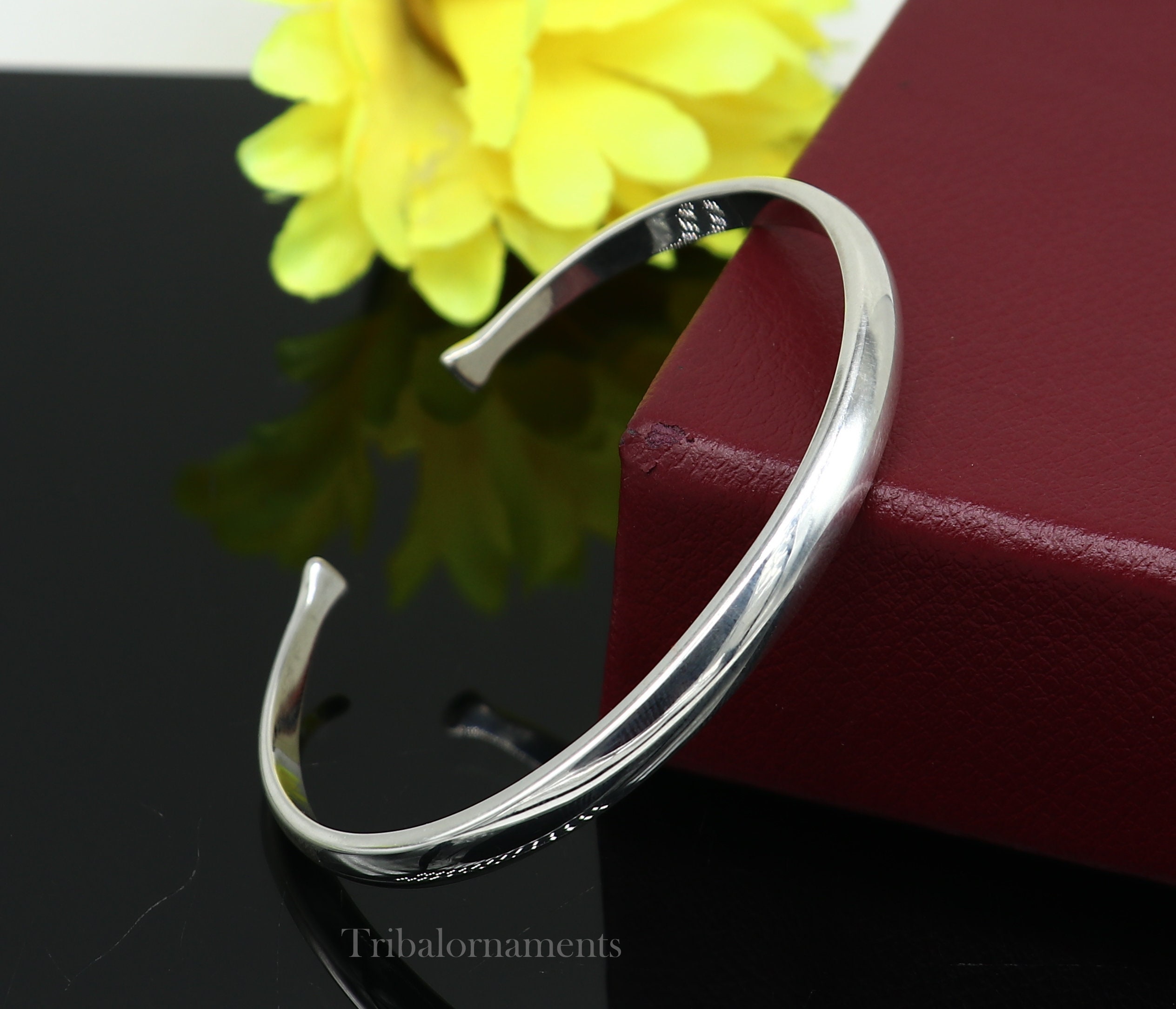Plain Shiny Solid 925 Sterling Silver Handmade Adjustable