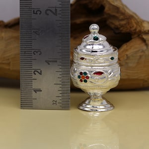 925 sterling silver trinket box, kumkum box/ casket box bridal enamel jewelry box collection, container box, jewelry box gifting art stb70