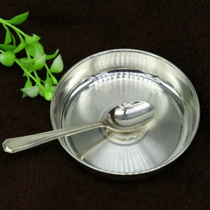 Pure 999 fine silver handmade plate or tray, best baby gifting food serving plate, silver utensils, silver vessel, silver article sv153
