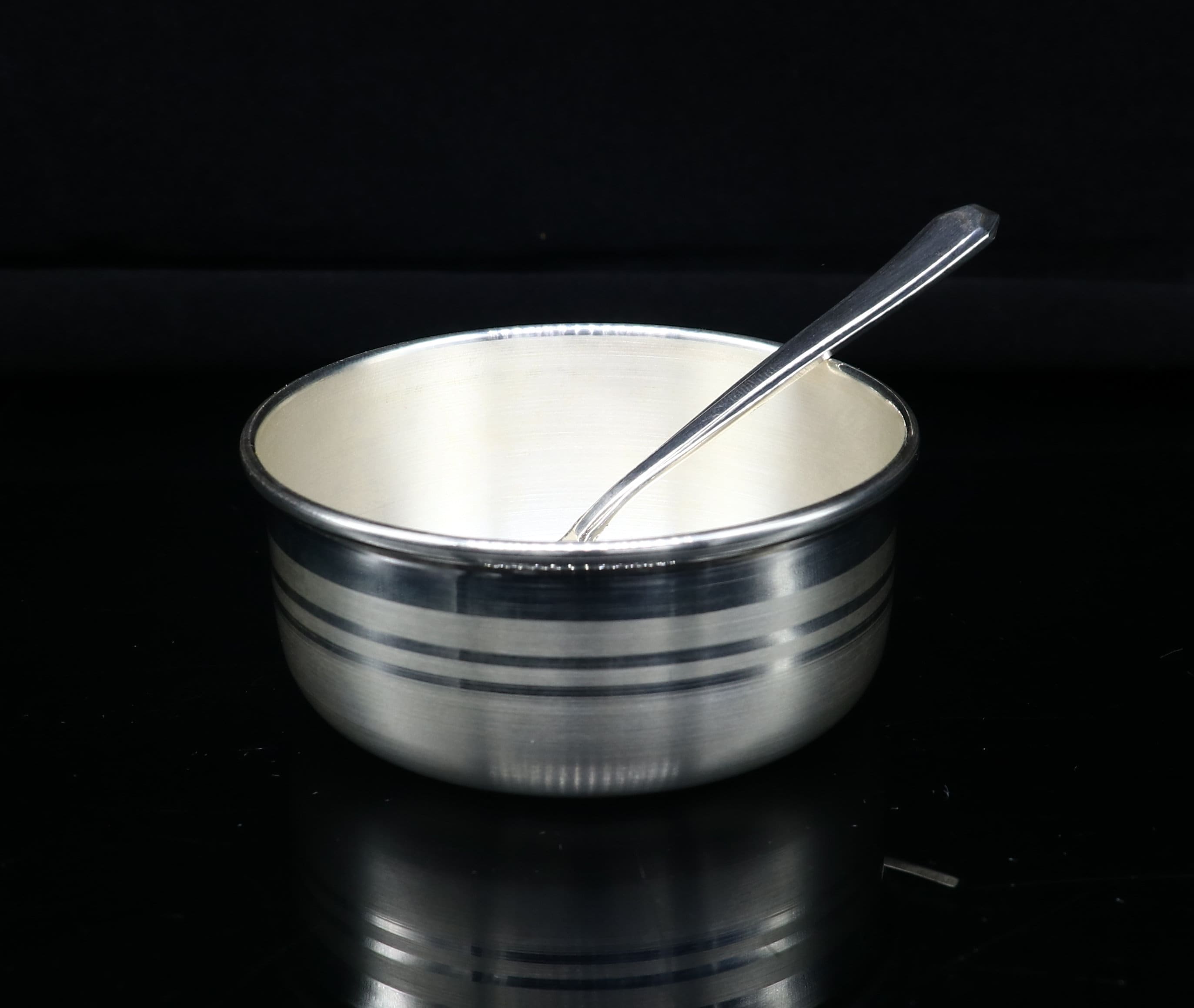 999 Fine Silver Handmade Small Baby Bowl and Spoon Set Silver Etsy UK