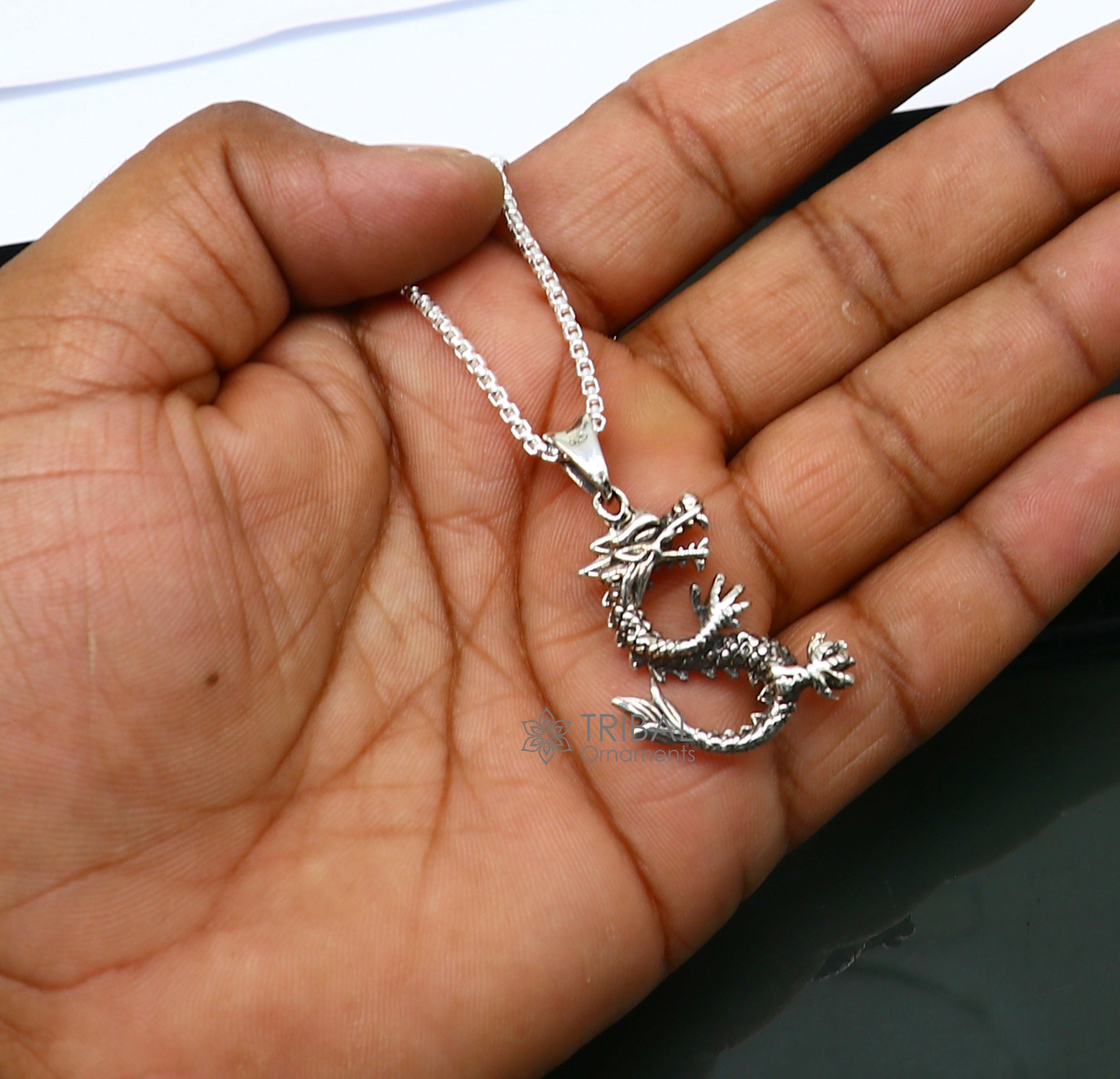 ONEFINITY Collana Uomo Donna Con Ciondolo Drago E Nota Musicale – Argento 925, Stile Vintage, Catena Regolabile, Regalo Originale - 5