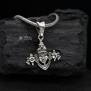 925 sterling silver handmade Hindu idol God  Lord tirupati balaji  pendant, amazing divineshanku chakra pendant unisex gifting NSP689