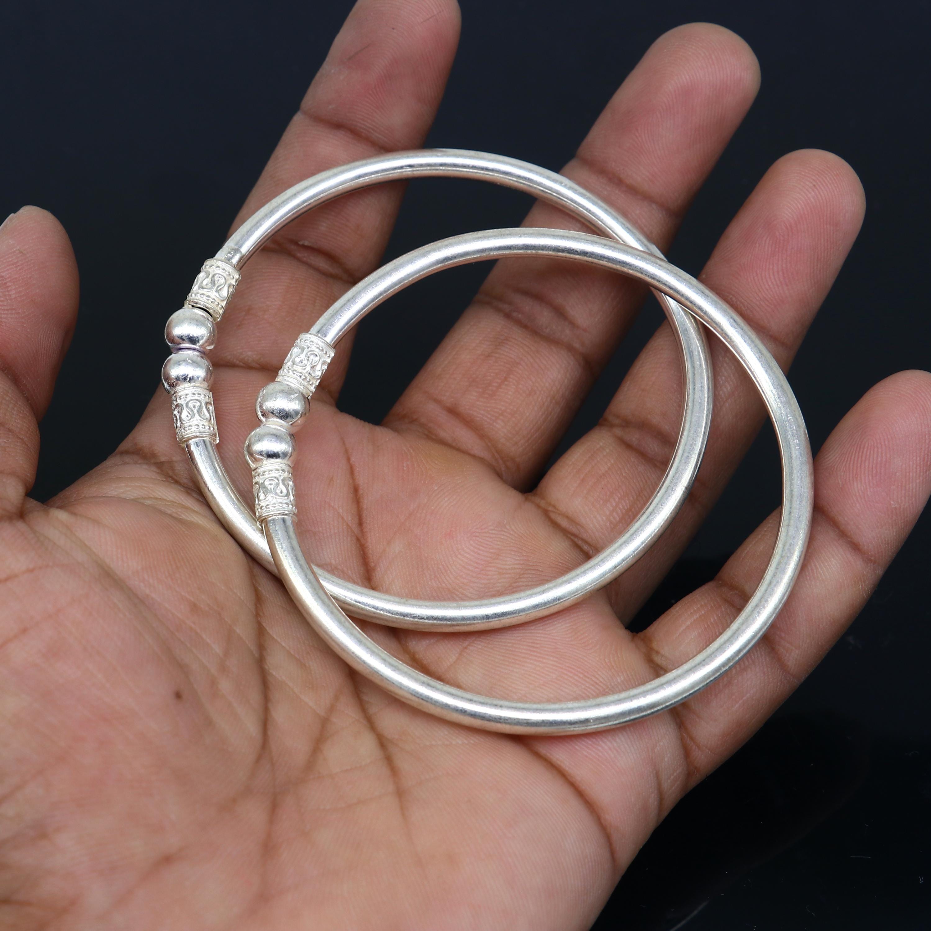 Vintage Thick Bangle Bracelet Hinged Clasp 925 Sterling