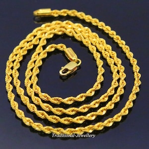 18" to 22" hallmarked 22k yellow gold handmade fabulous Rope chain necklace, excellent silky stylish fancy chain best gifting jewelry