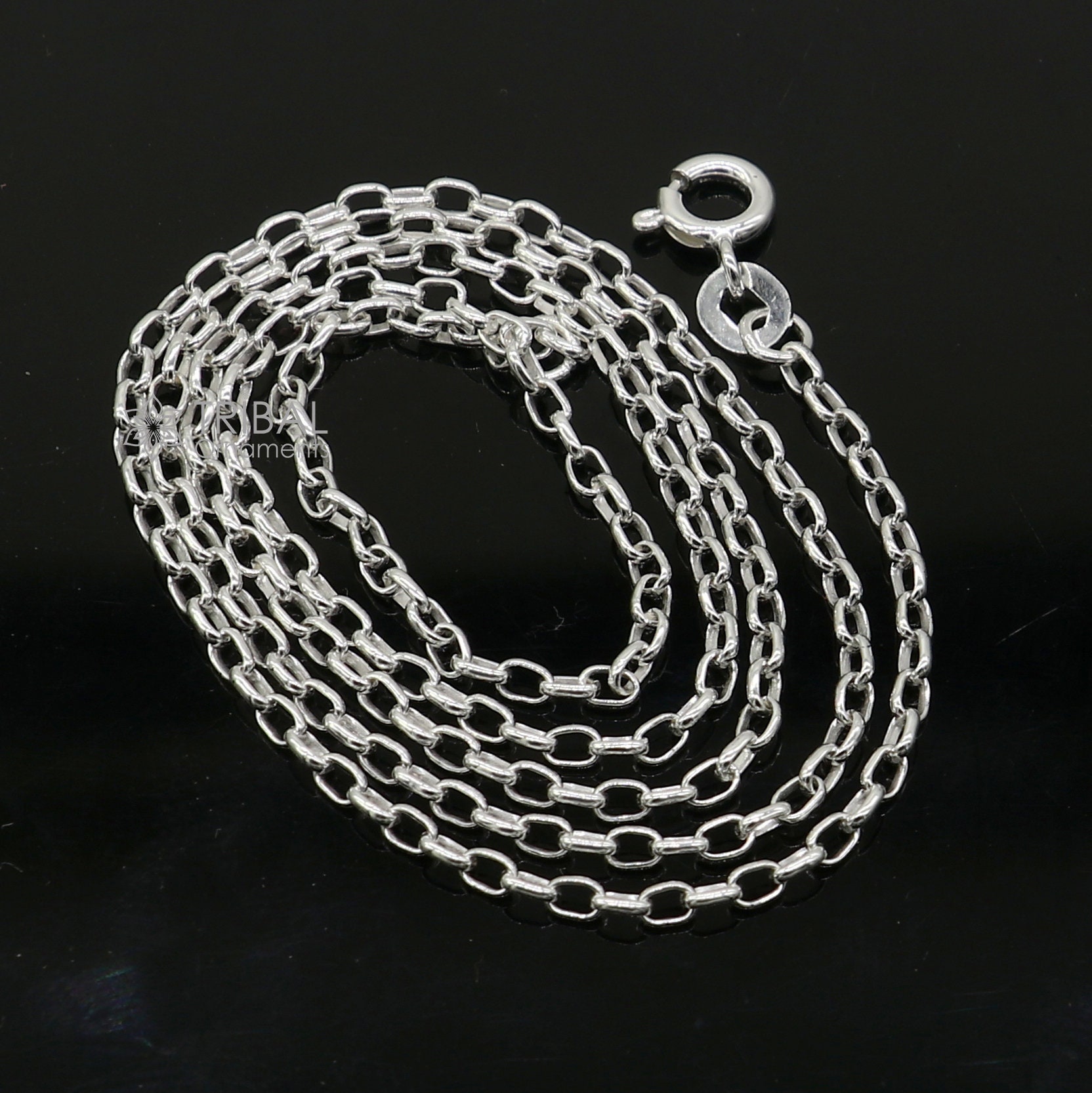 18 Inches 1.5mm Handmade Rolo Chain 925 Sterling Silver Chain