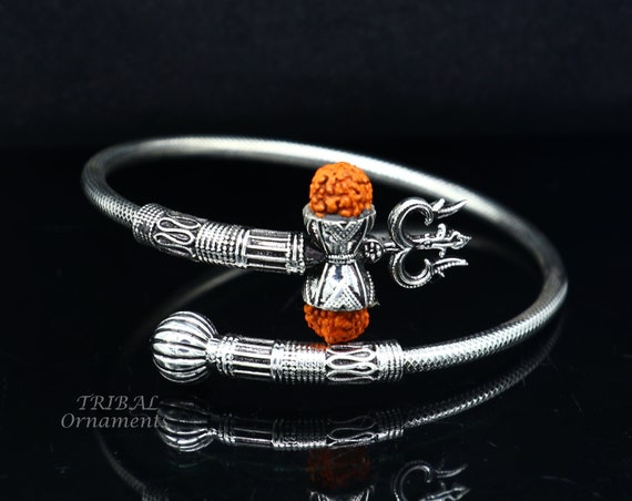 Lord Shiva Trident Kada Bracelet 925 Sterling Silver - Etsy | Rudraksha  bracelet, Lord shiva, Handmade sterling silver