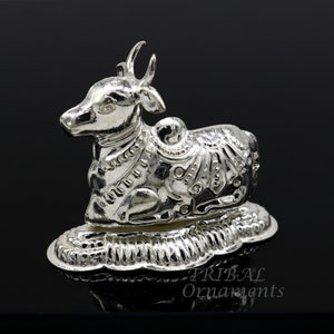 Lord Shiva Vahan Nandi Maharaj sterling silver handmade small article for puja, best gift for lord Shiva, divine statue su983